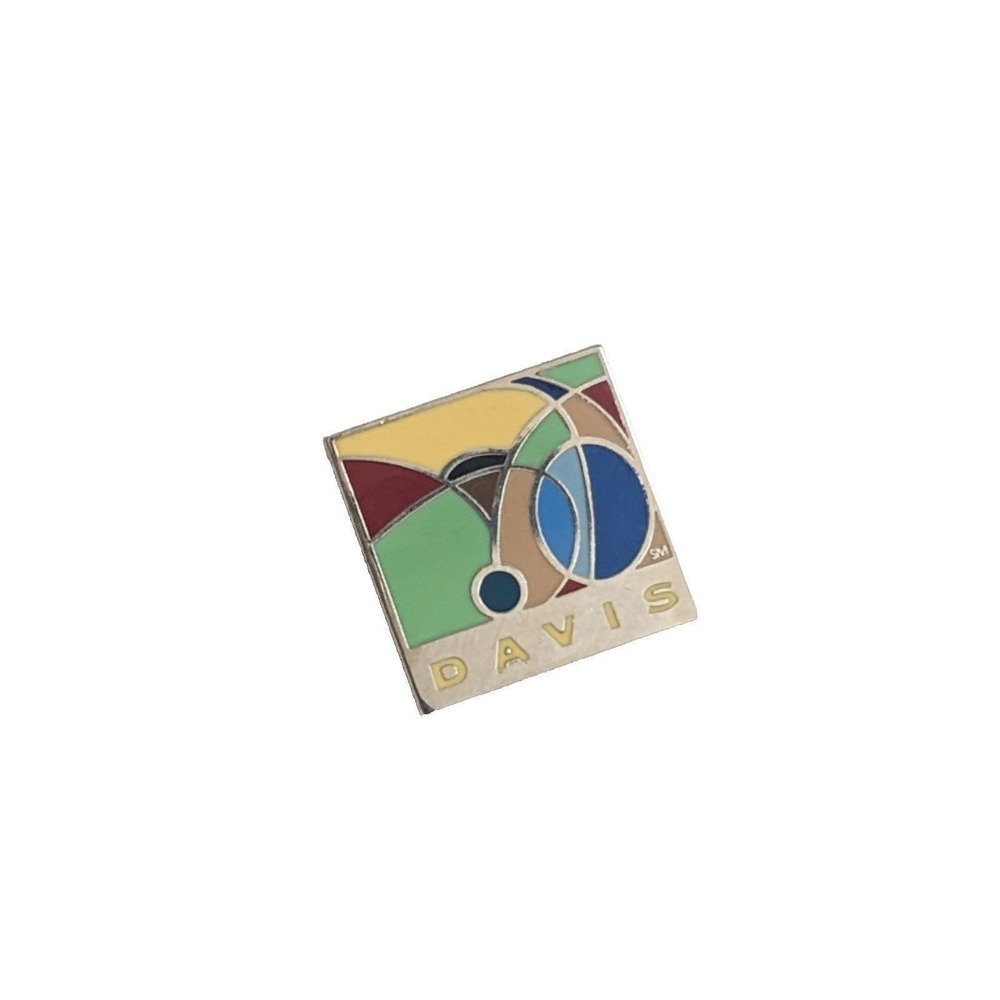 Vintage Davis CA California City Logo Enamel‎ Lapel Pin Abstract Bicycle Design